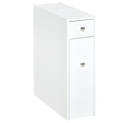 HOMCOM Mueble Auxiliar de Baño Estrecho con 2 Cajones y Compartimiento Superior con Tapa para Lavabo 17x48x58 cm Blanco(m-10)