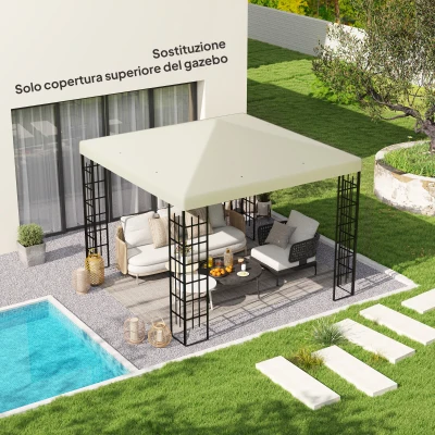Outsunny Copertura per Gazebo in Tessuto Oxford a 8 Fori Crema