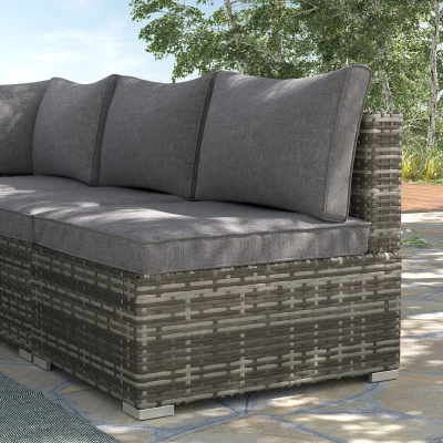 Outsunny Rattan Garden Chair with Cushions Deep Grey