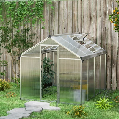 Outsunny Aluminium Greenhouse 8x6ft with Foundation
