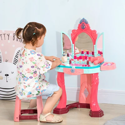 AIYAPLAY Tavolino Toeletta per Bambine con Sgabello e Specchio