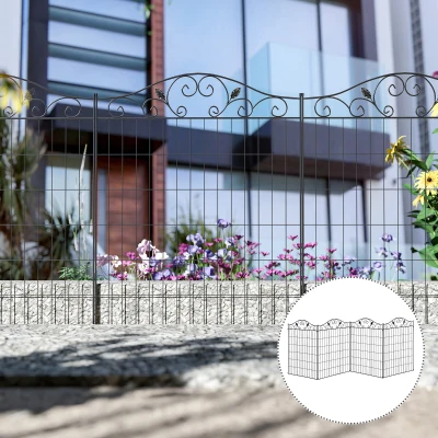 Outsunny Decorative Fence 4 Panels Metal Wire 44in x 12ft