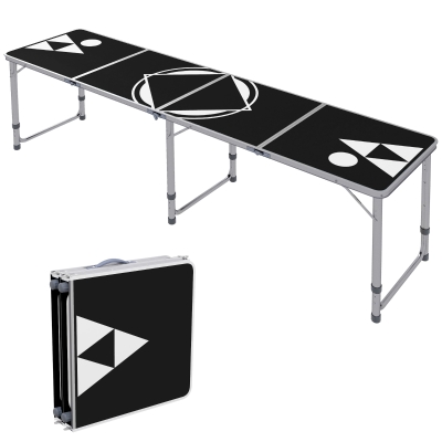 Outsunny Campingtisch, klappbar, leicht, höhenverstellbar, Aluminiumrahmen, 240 x 60 x 54/62/70 cm, Schwarz