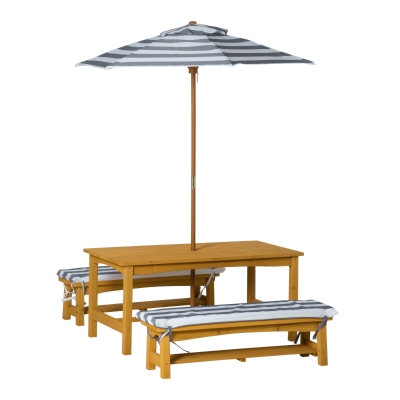 Outsunny Salon Jardin Enfant 4Pcs Pique-Nique Bancs Table Parasol