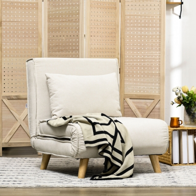 HOMCOM Fauteuil Convertible Bois Dossier Réglable