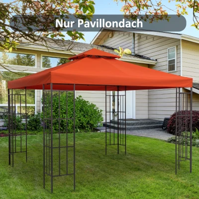 Outsunny Ersatzdach für Pavillon 3x3m wasserabweisend Pavillondach für Metallpavillon Pavillon Ersatzdach Gartenpavillon Partyzelt Gartenzelt Polyester Rostrot