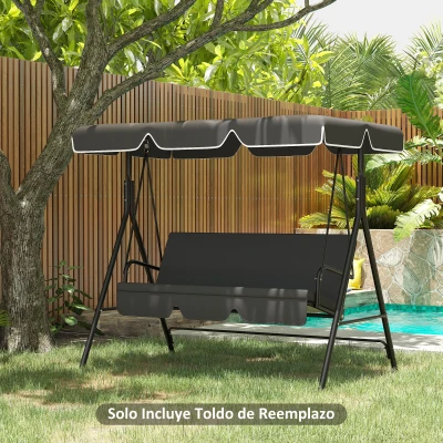 Outsunny Toldo de Repuesto para Balancín de 3 Plazas Techo Universal para Columpio de Jardín 156x117x15 cm Gris