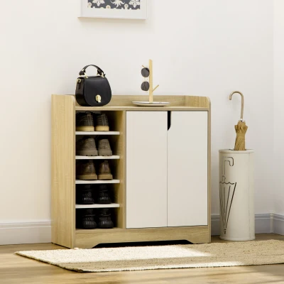 HOMCOM Shoe Storage Organizer 13 Pairs Natural & White