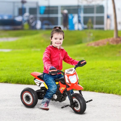 HOMCOM Moto Correpasillos Infantil para Niños de +18 Meses con Apariencia de Moto de Montaña con 3 Ruedas con Luces y Sonido Pedales Diseño Único 71x40x51 cm Rojo(m-2)