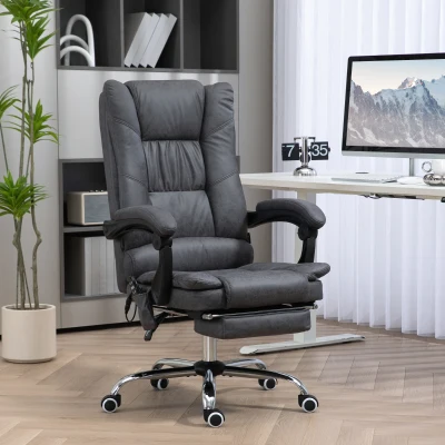Vinsetto Massagstuhl Bürostuhl mit Massagefunktion, inkl. Fußstütze, höhenverstellbar, 64 cm x 70 cm x 118 cm, Schwarz