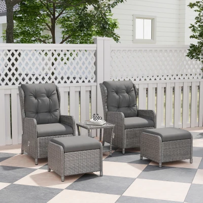 Rattan Bistro Set 59W x 84D x 100H cm Light Grey