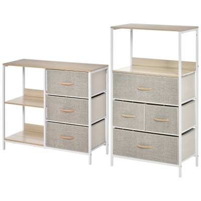 HOMCOM 2 Commodes Rangement Beige