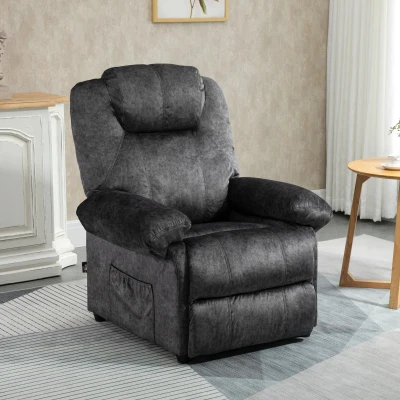 HOMCOM Poltrona Relax Reclinabile Manuale in Tessuto Nero