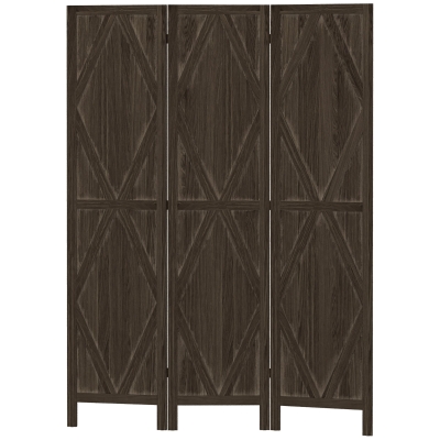 HOMCOM Paravent Bois 3 Panneaux Pliable Marron 160x170cm