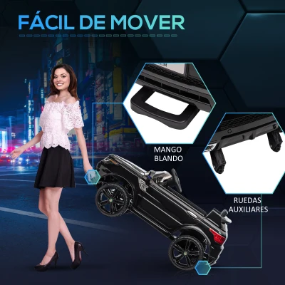 HOMCOM Coche Eléctrico SUV para 3-6 Años Coche de Batería 12V con 2 Motores Mando a Distancia 110x68x52 cm Negro(m-7)