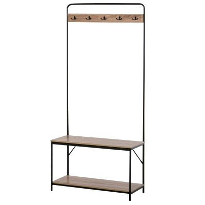 HOMCOM Porte-Manteaux Étagère Chaussures Industriel Noir
