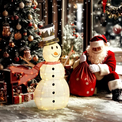 Lighted Snowman Christmas Decoration 76W x 30D x 90Hcm White