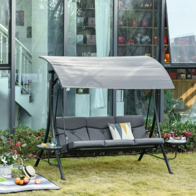 Outsunny Dondolo da giardino 271cm x 125cm x 177cm Grigio, Nero