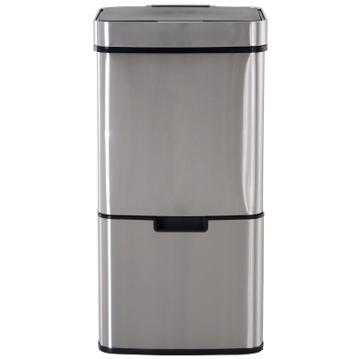 HOMCOM Papelera de Cocina 72L con Sensor Detector de Movimiento Apertura Automático y 3 Compartimentos 42x30x81 cm Gris(m-10)