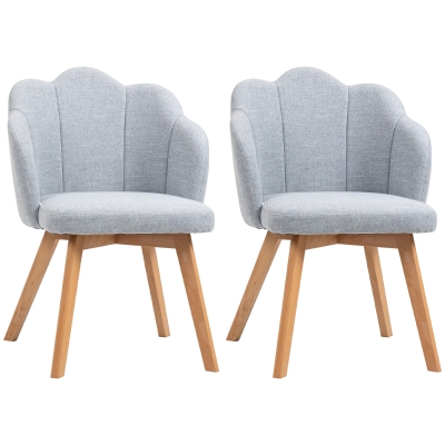 HOMCOM Set de 2 Sillas de Comedor Tapizada en Lino Sintético con Asiento y Respaldo Acolchados Carga 120 kg 58x60x82 cm Gris