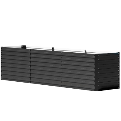 Outsunny Hochbeet, offener Boden, pulverbeschichteter Stahl, 240 x 60 x 60 cm, Dunkelgrau