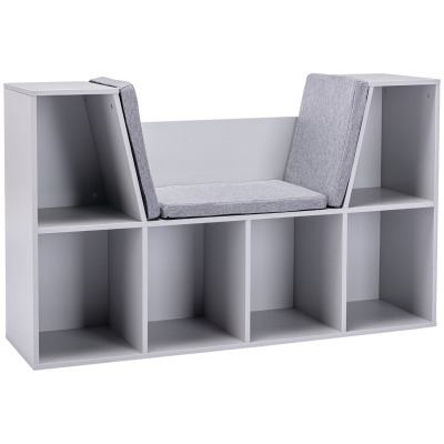 HOMCOM Kids Bookcase Storage Unit Grey with 6 Compartments