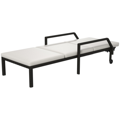 Outsunny Transat Bain Soleil Matelas Inclinable Roulettes Crème