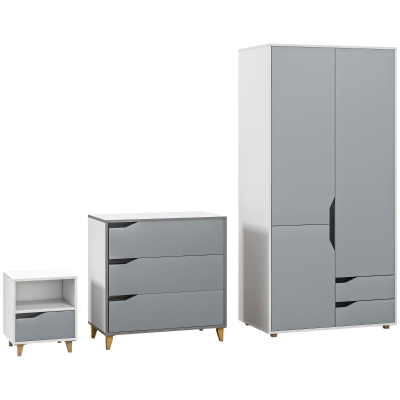 HOMCOM Bedroom Furniture Set Wardrobe & Chest Grey/White