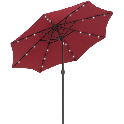 Outsunny 2.7m Patio Umbrella Outdoor Parasol with Lights Red