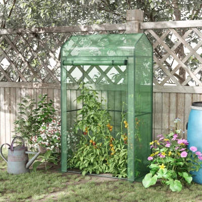 Outsunny Serre Tomates Porte Zippée Métal PE 1x0,51x1,7m Vert