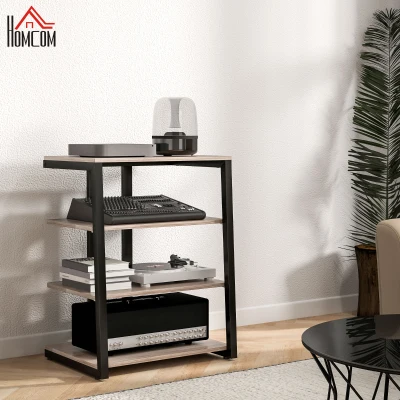 HOMCOM HiFi Stand with 4 Storage Shelves Grey