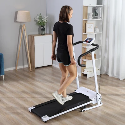 HOMCOM Tapis de Course Pliable 10 Km/h Écran LCD 500W Noir Blanc