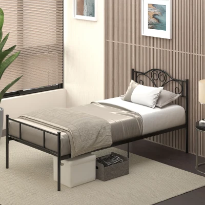 HOMCOM Struttura letto 95cm x 211cm x 106cm Nero