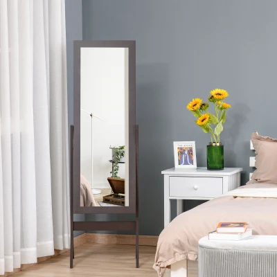 HOMCOM Miroir Pleine Longueur Inclinable Brun Foncé