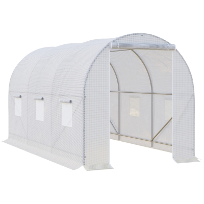 Outsunny Walk-in Polytunnel Greenhouse Steel Frame 3.5x2m White