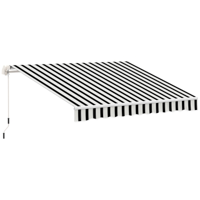 Outsunny Markise, Sonnenschutz, einfahrbar, mit Handkurbel, Metallrahmen, Polyester, blau+weiß, 3,95 x 2,45 x 3,50 m