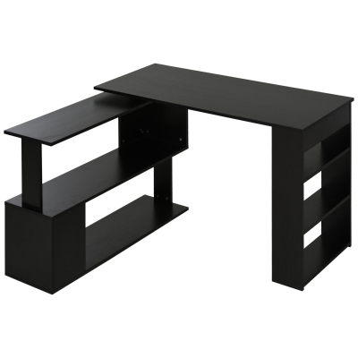 HOMCOM Bureau d'angle table de salle à manger avec rangement bureau informatique modulable bibliothèque intégrée + étagère 3 niveaux noir