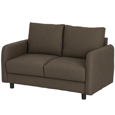 HOMCOM Zweisitzer-Sofa mit Stauraum, Polstersofa in Samtoptik mit Rückenkissen für Wohnzimmer, Schlafzimmer, Büro, Braun