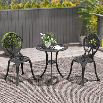 Garden Coffee Set 60L x 60W x 65.5H cm Black