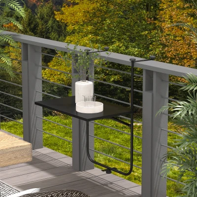 Outsunny Table Balcon Suspendue Métal Réglable - Noir