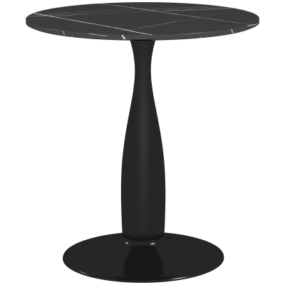 HOMCOM Runder Esstisch, pulverbeschichteter Stahl, MDF mit Melamin, rutschfeste Füße, 70 x 74 cm, Schwarz