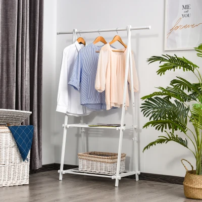 HOMCOM Foldable Adjustable Clothes Rack White 107.5x45cm