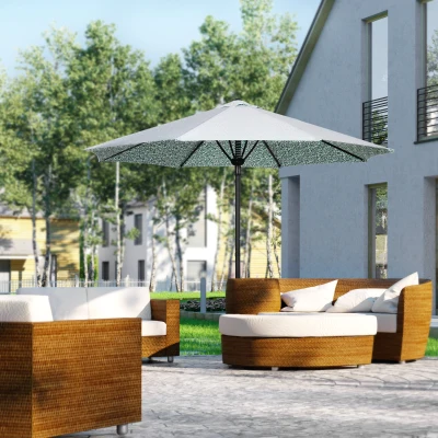 Outsunny Ombrellone da Giardino 3x2.5 m a 2 Sezioni e 8 Stecche