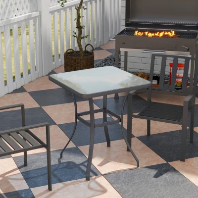 Outsunny Square Garden Table Metal Frame 68.5x68.5cm