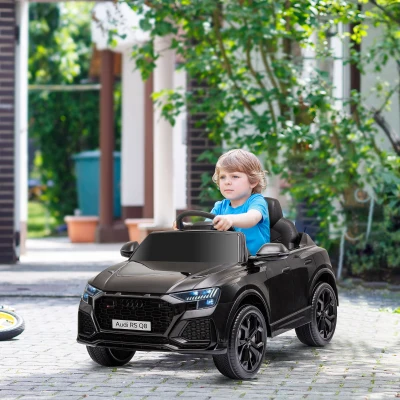 HOMCOM Coche Eléctrico Infantil +3 Años Licencia Audi RS Q8 con Batería 6V 2 Motores Mando a Distancia Música MP3 Bocina y Luces Velocidad Máx. 3km/h 101x62x51 cm Negro