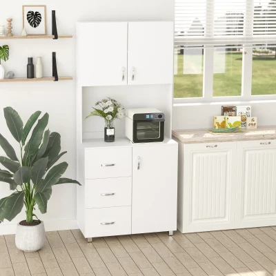 HOMCOM Credenza 80cm x 39.5cm x 183.5cm Bianco