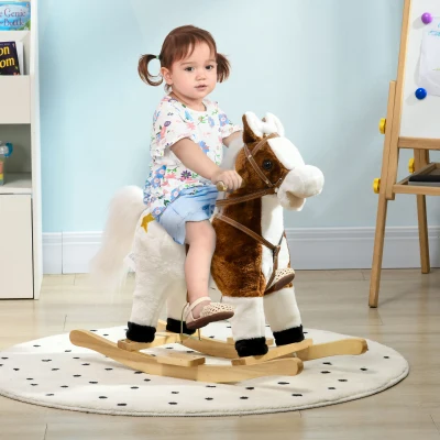 HOMCOM Cavallo a Dondolo per Bambini 3-6 Anni con Suoni