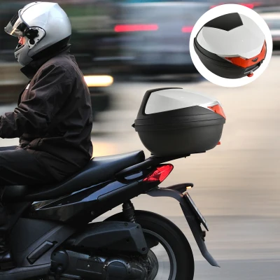 HOMCOM 32L Motorcycle Tail Box Helmet Storage Rack
