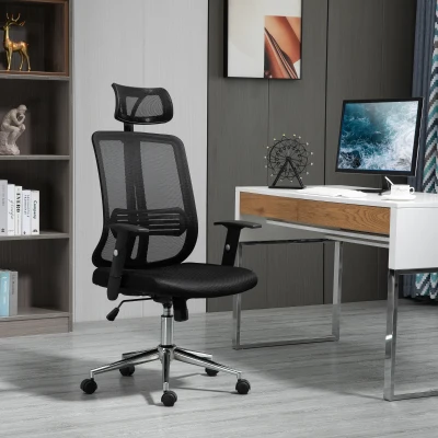 Vinsetto Fauteuil Bureau Confort Tissu Noir