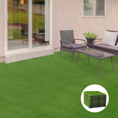 Outsunny Gazon Synthétique 20 Dalles 30x30cm Confort 3,5cm Vert